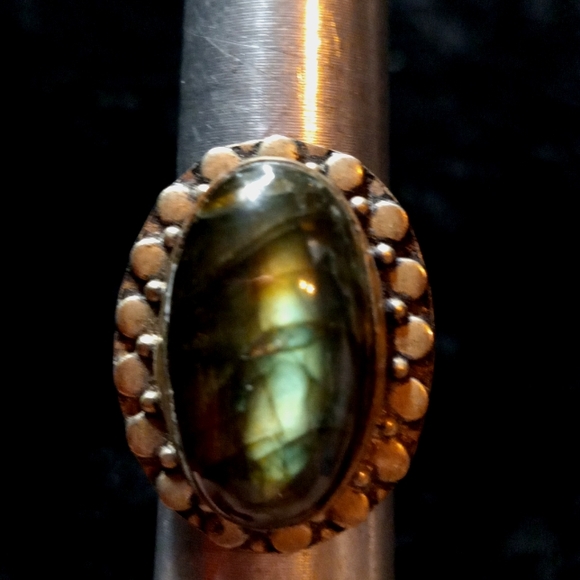 113 NWT Labradorite gemstone crystal 925 silver ring size 9 free shipping sale - Picture 2 of 8